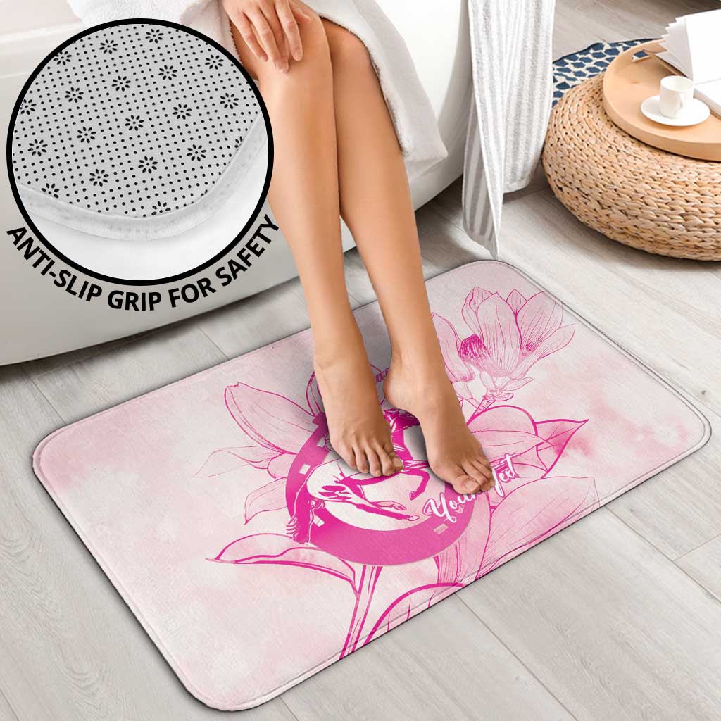 Personalized Louisiana Horse Racing Derby Bathroom Set Magnolia Blossom Horseshoe Pastel Pink