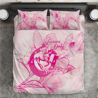 Personalized Louisiana Horse Racing Derby Bedding Set Magnolia Blossom Horseshoe Pastel Pink