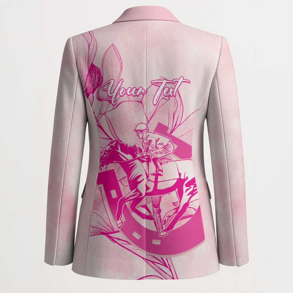 Personalized Louisiana Horse Racing Derby Blazer Magnolia Blossom Horseshoe Pastel Pink