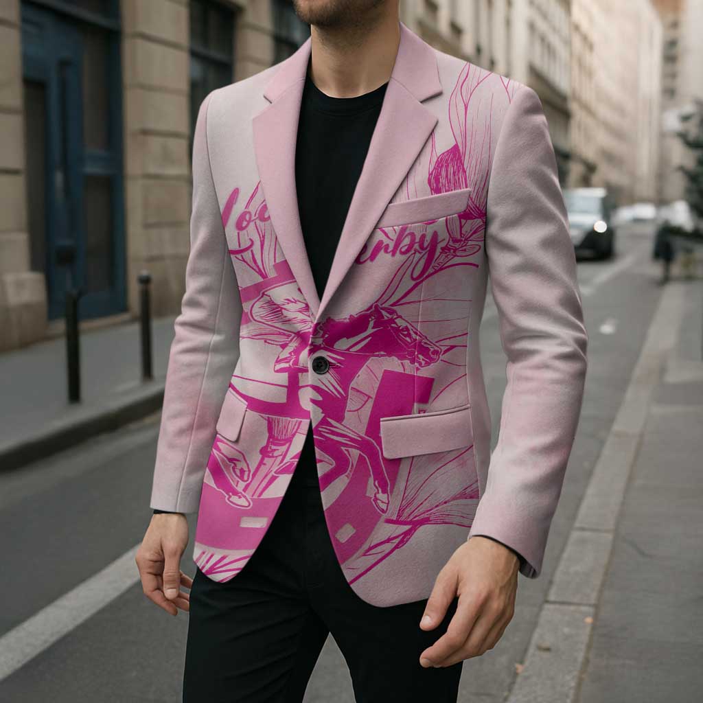Personalized Louisiana Horse Racing Derby Blazer Magnolia Blossom Horseshoe Pastel Pink