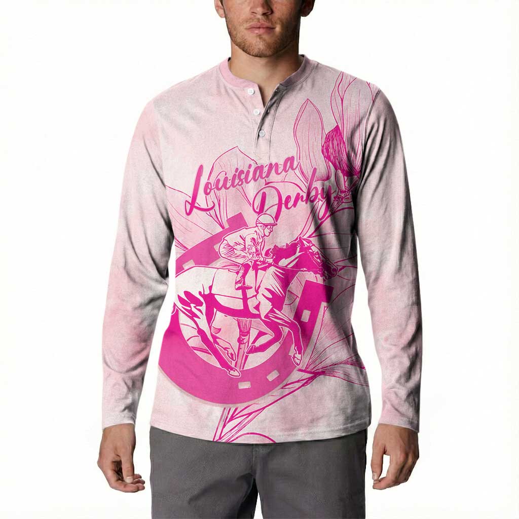 Personalized Louisiana Horse Racing Derby Button Sweatshirt Magnolia Blossom Horseshoe Pastel Pink