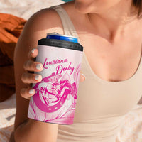 Personalized Louisiana Horse Racing Derby 4 in 1 Can Cooler Tumbler Magnolia Blossom Horseshoe Pastel Pink