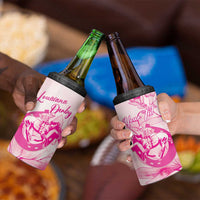 Personalized Louisiana Horse Racing Derby 4 in 1 Can Cooler Tumbler Magnolia Blossom Horseshoe Pastel Pink