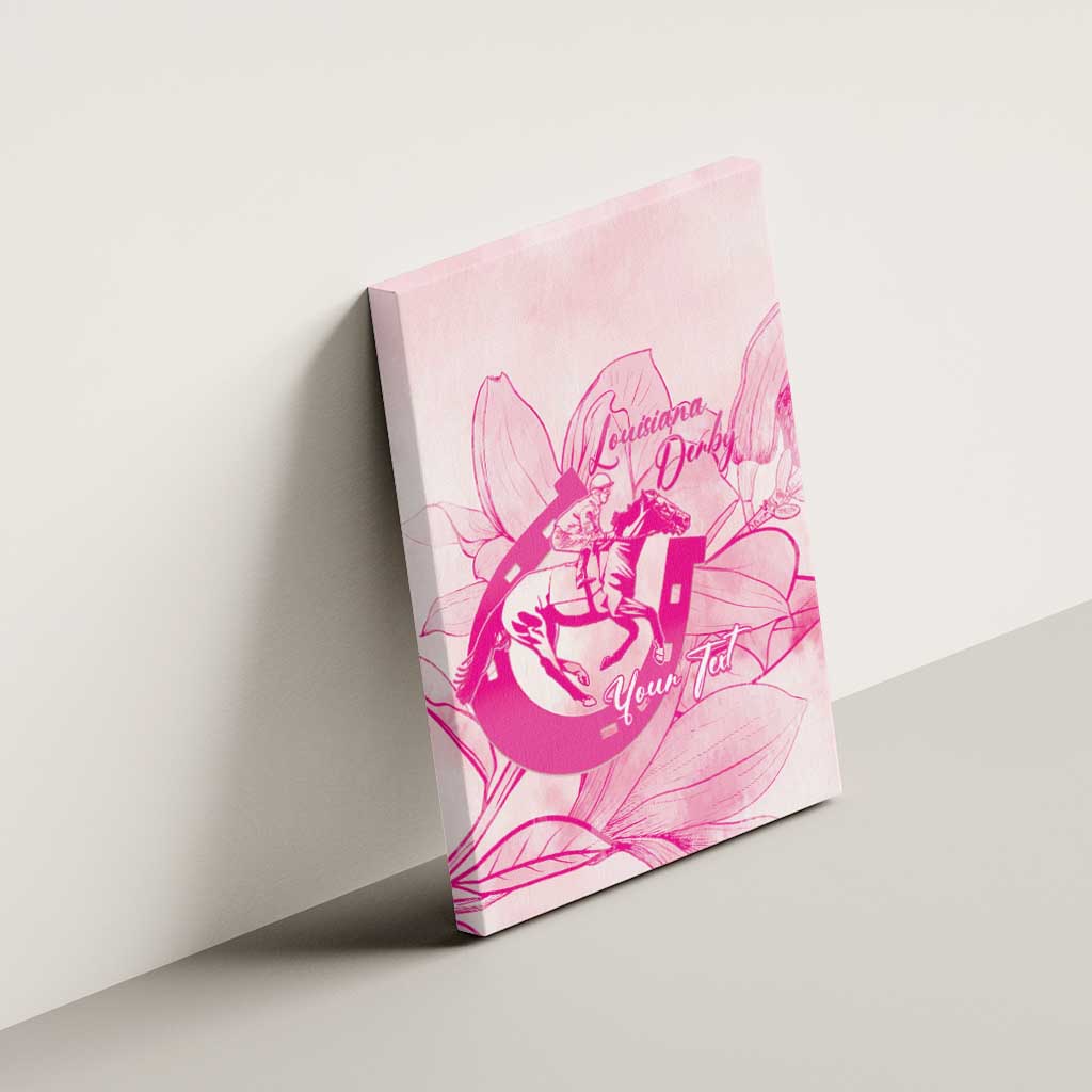 Personalized Louisiana Horse Racing Derby Canvas Wall Art Magnolia Blossom Horseshoe Pastel Pink
