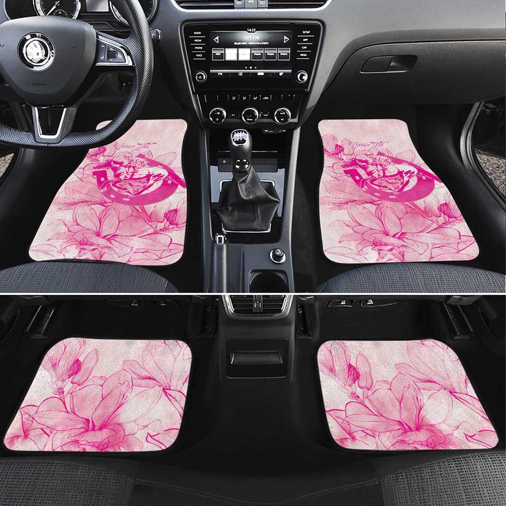 Personalized Louisiana Horse Racing Derby Car Mats Magnolia Blossom Horseshoe Pastel Pink