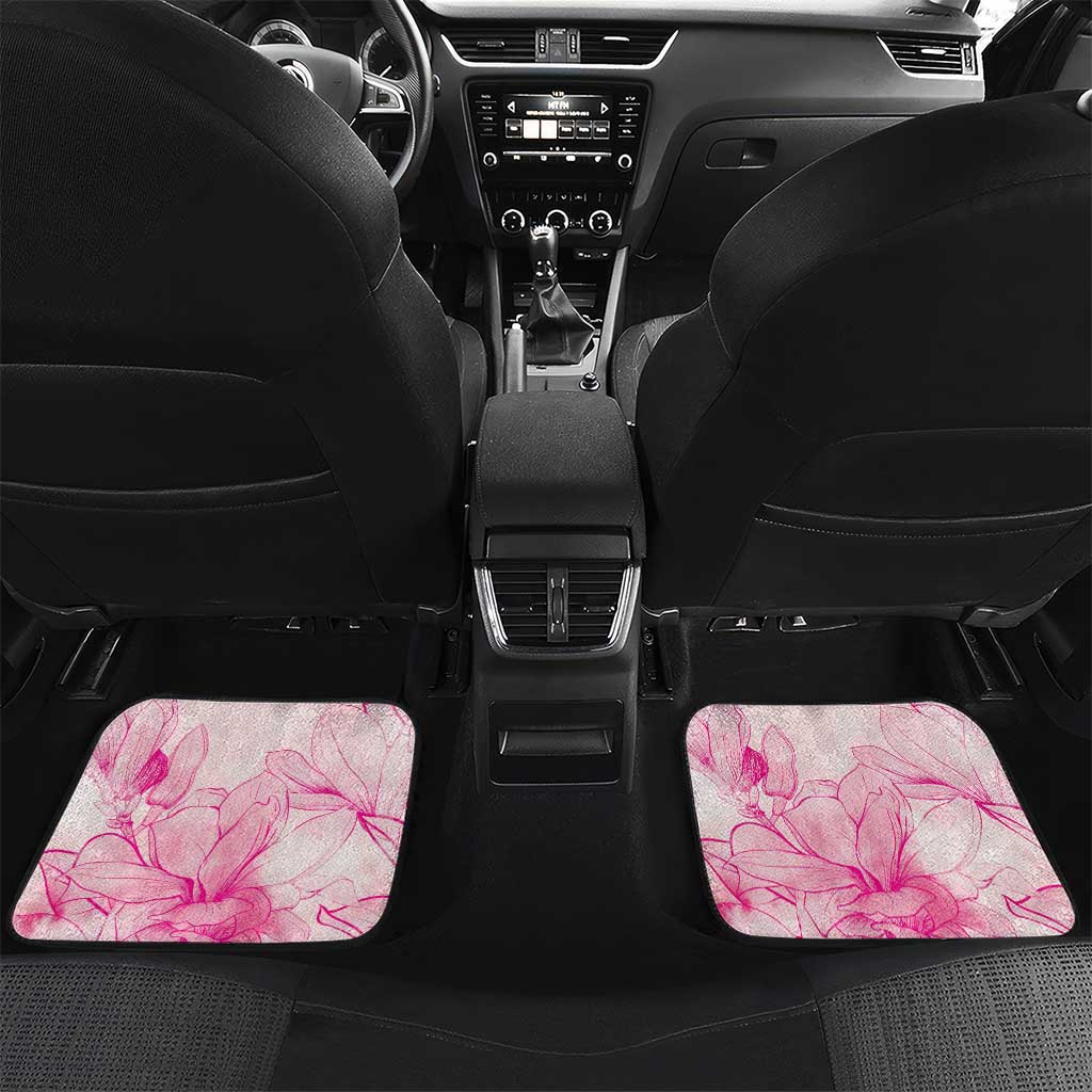 Personalized Louisiana Horse Racing Derby Car Mats Magnolia Blossom Horseshoe Pastel Pink