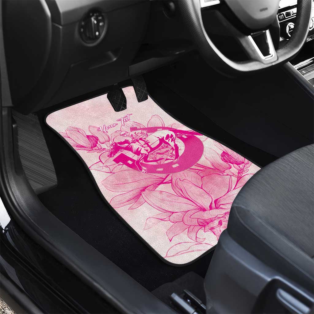 Personalized Louisiana Horse Racing Derby Car Mats Magnolia Blossom Horseshoe Pastel Pink