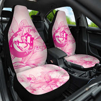 Personalized Louisiana Horse Racing Derby Car Seat Cover Magnolia Blossom Horseshoe Pastel Pink