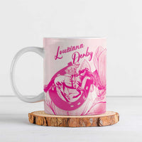 Personalized Louisiana Horse Racing Derby Ceramic Mug Magnolia Blossom Horseshoe Pastel Pink