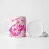 Personalized Louisiana Horse Racing Derby Ceramic Mug Magnolia Blossom Horseshoe Pastel Pink
