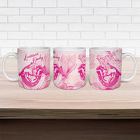 Personalized Louisiana Horse Racing Derby Ceramic Mug Magnolia Blossom Horseshoe Pastel Pink