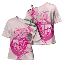 Personalized Louisiana Horse Racing Derby Cross Shoulder Shirt Magnolia Blossom Horseshoe Pastel Pink