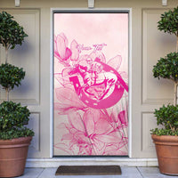 Personalized Louisiana Horse Racing Derby Door Cover Magnolia Blossom Horseshoe Pastel Pink