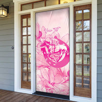 Personalized Louisiana Horse Racing Derby Door Cover Magnolia Blossom Horseshoe Pastel Pink