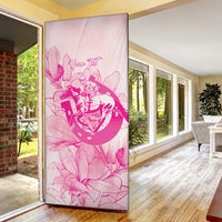 Personalized Louisiana Horse Racing Derby Door Cover Magnolia Blossom Horseshoe Pastel Pink