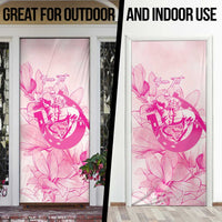 Personalized Louisiana Horse Racing Derby Door Cover Magnolia Blossom Horseshoe Pastel Pink