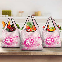 Personalized Louisiana Horse Racing Derby Grocery Bag Magnolia Blossom Horseshoe Pastel Pink