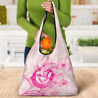 Personalized Louisiana Horse Racing Derby Grocery Bag Magnolia Blossom Horseshoe Pastel Pink