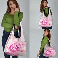 Personalized Louisiana Horse Racing Derby Grocery Bag Magnolia Blossom Horseshoe Pastel Pink