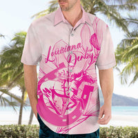 Personalized Louisiana Horse Racing Derby Hawaiian Shirt Magnolia Blossom Horseshoe Pastel Pink