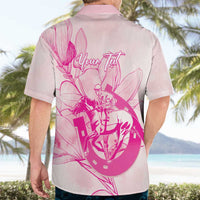 Personalized Louisiana Horse Racing Derby Hawaiian Shirt Magnolia Blossom Horseshoe Pastel Pink