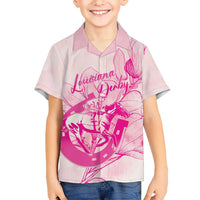 Personalized Louisiana Horse Racing Derby Hawaiian Shirt Magnolia Blossom Horseshoe Pastel Pink