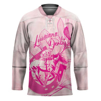 Personalized Louisiana Horse Racing Derby Hockey Jersey Magnolia Blossom Horseshoe Pastel Pink