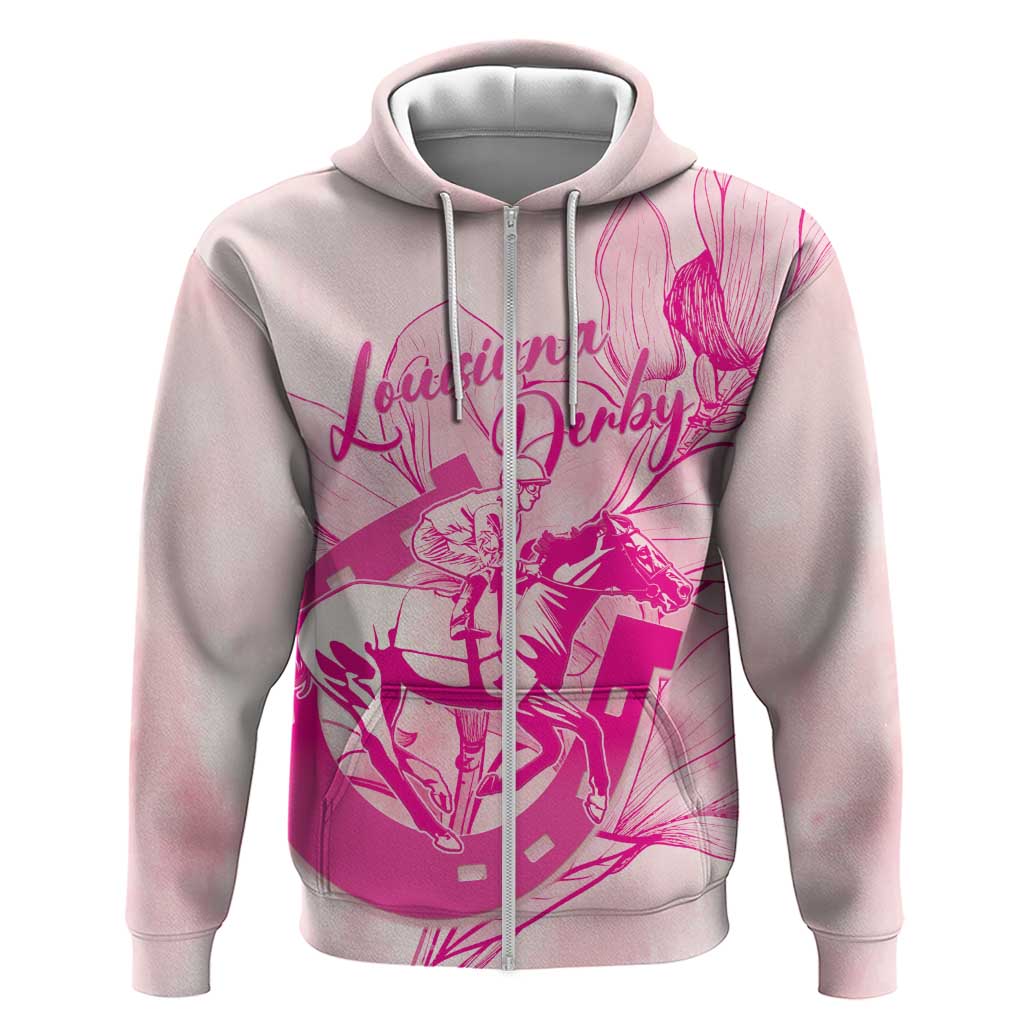 Personalized Louisiana Horse Racing Derby Hoodie Magnolia Blossom Horseshoe Pastel Pink
