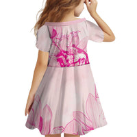 Personalized Louisiana Horse Racing Derby Kid Short Sleeve Dress Magnolia Blossom Horseshoe Pastel Pink