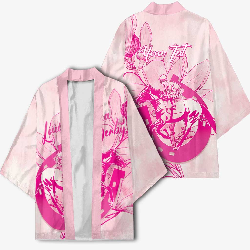 Personalized Louisiana Horse Racing Derby Kimono Magnolia Blossom Horseshoe Pastel Pink