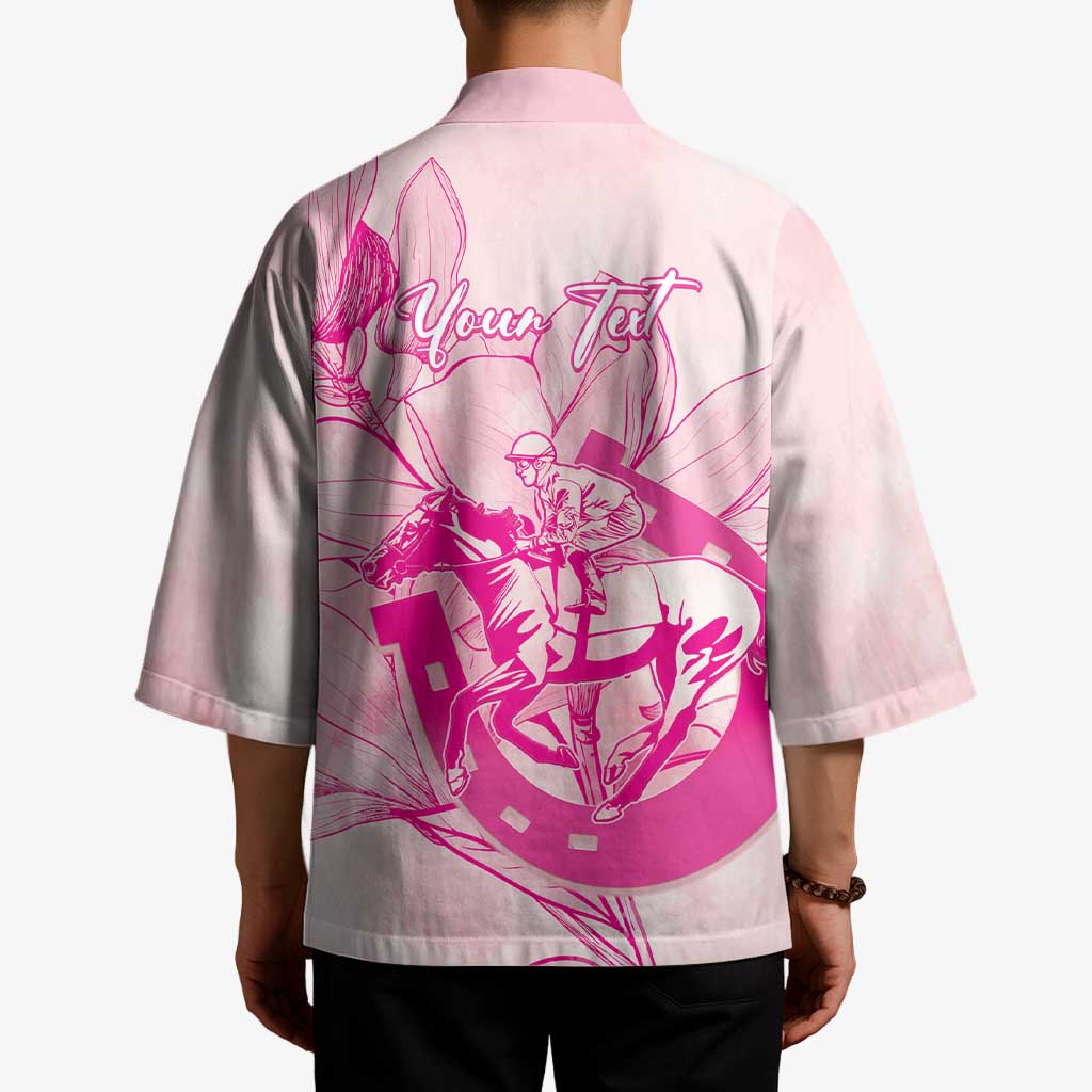Personalized Louisiana Horse Racing Derby Kimono Magnolia Blossom Horseshoe Pastel Pink