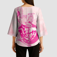 Personalized Louisiana Horse Racing Derby Kimono Sleeve Blouse Magnolia Blossom Horseshoe Pastel Pink