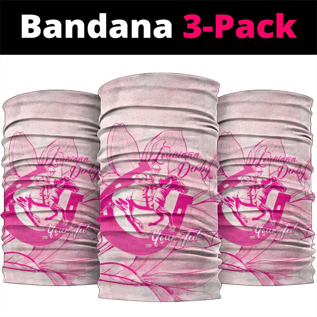 Personalized Louisiana Horse Racing Derby Neck Gaiter Magnolia Blossom Horseshoe Pastel Pink