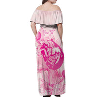 Personalized Louisiana Horse Racing Derby Off Shoulder Maxi Dress Magnolia Blossom Horseshoe Pastel Pink