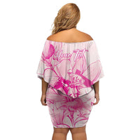 Personalized Louisiana Horse Racing Derby Off Shoulder Short Dress Magnolia Blossom Horseshoe Pastel Pink