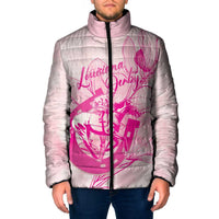 Personalized Louisiana Horse Racing Derby Padded Jacket Magnolia Blossom Horseshoe Pastel Pink