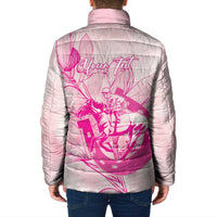 Personalized Louisiana Horse Racing Derby Padded Jacket Magnolia Blossom Horseshoe Pastel Pink