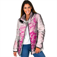 Personalized Louisiana Horse Racing Derby Padded Jacket Magnolia Blossom Horseshoe Pastel Pink