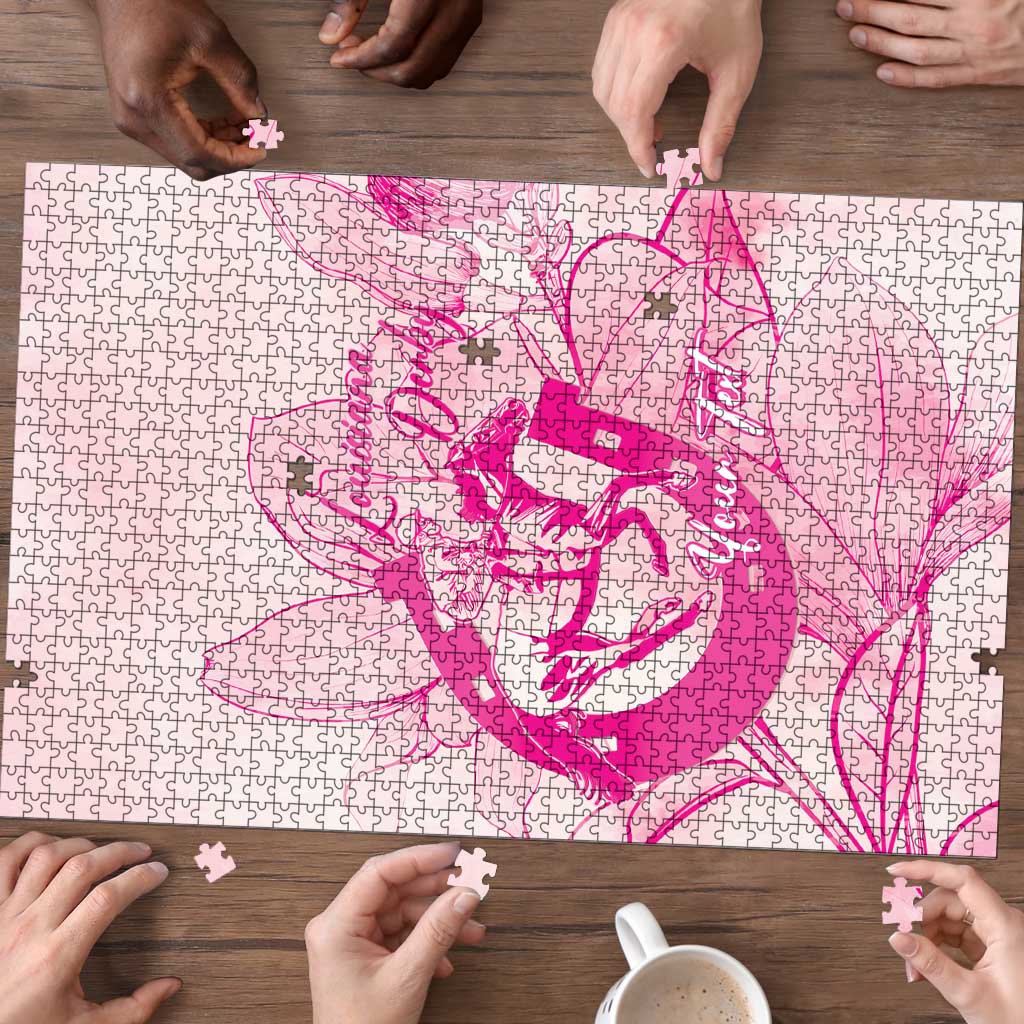 Personalized Louisiana Horse Racing Derby Puzzle Magnolia Blossom Horseshoe Pastel Pink