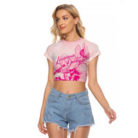 Personalized Louisiana Horse Racing Derby Raglan Cropped T Shirt Magnolia Blossom Horseshoe Pastel Pink
