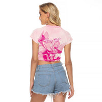 Personalized Louisiana Horse Racing Derby Raglan Cropped T Shirt Magnolia Blossom Horseshoe Pastel Pink