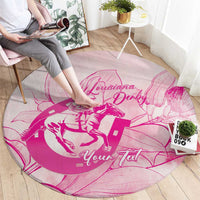 Personalized Louisiana Horse Racing Derby Round Carpet Magnolia Blossom Horseshoe Pastel Pink