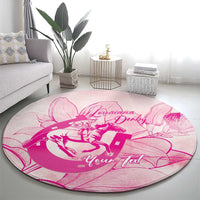 Personalized Louisiana Horse Racing Derby Round Carpet Magnolia Blossom Horseshoe Pastel Pink