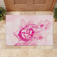 Personalized Louisiana Horse Racing Derby Rubber Doormat Magnolia Blossom Horseshoe Pastel Pink