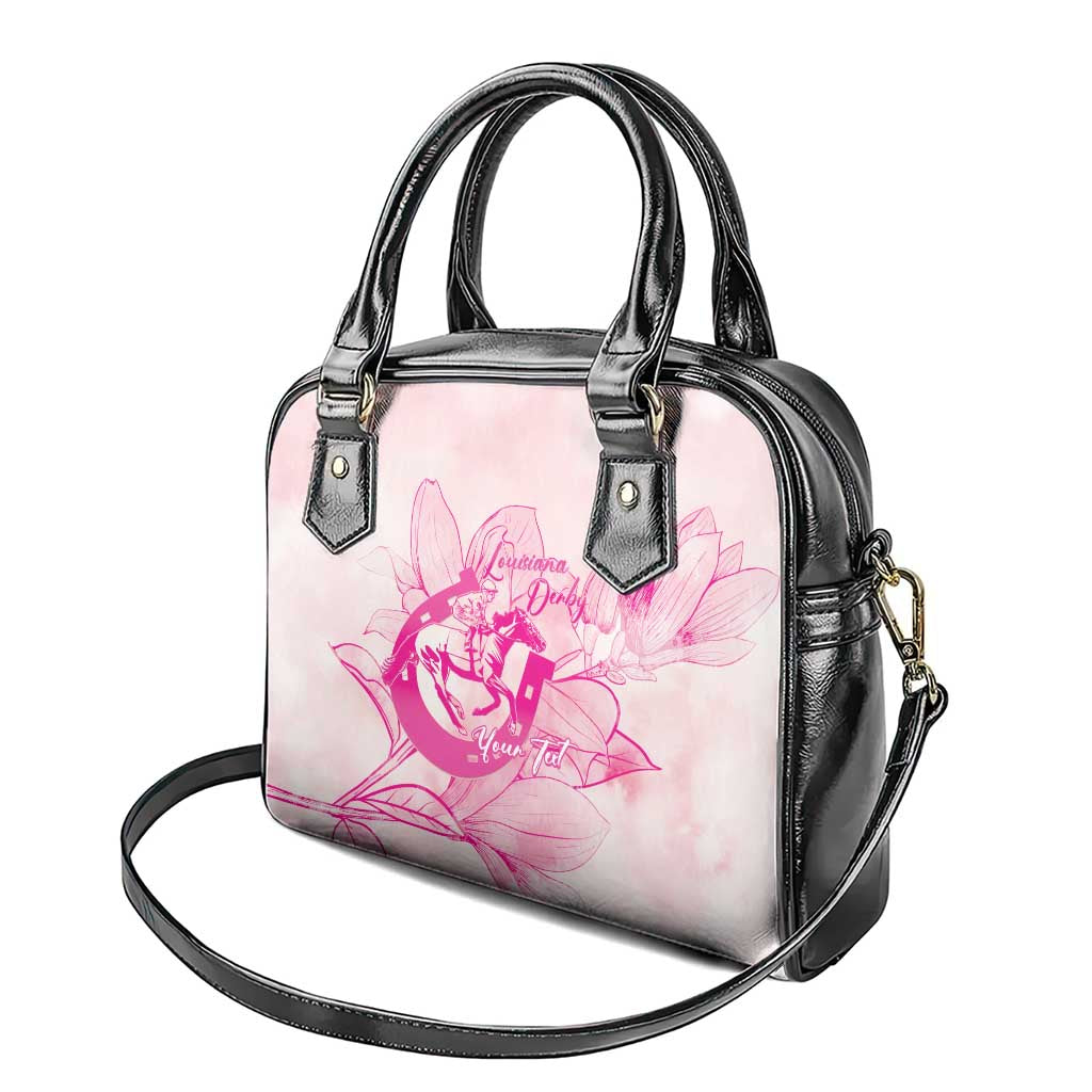 Personalized Louisiana Horse Racing Derby Shoulder Handbag Magnolia Blossom Horseshoe Pastel Pink