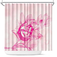 Personalized Louisiana Horse Racing Derby Shower Curtain Magnolia Blossom Horseshoe Pastel Pink