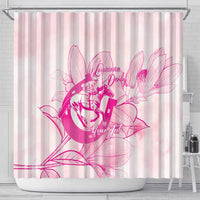 Personalized Louisiana Horse Racing Derby Shower Curtain Magnolia Blossom Horseshoe Pastel Pink