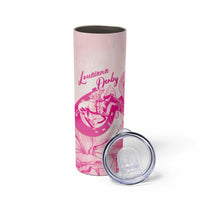 Personalized Louisiana Horse Racing Derby Skinny Tumbler Magnolia Blossom Horseshoe Pastel Pink