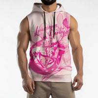 Personalized Louisiana Horse Racing Derby Sleeveless Hoodie Magnolia Blossom Horseshoe Pastel Pink