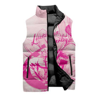 Personalized Louisiana Horse Racing Derby Sleeveless Puffer Jacket Magnolia Blossom Horseshoe Pastel Pink